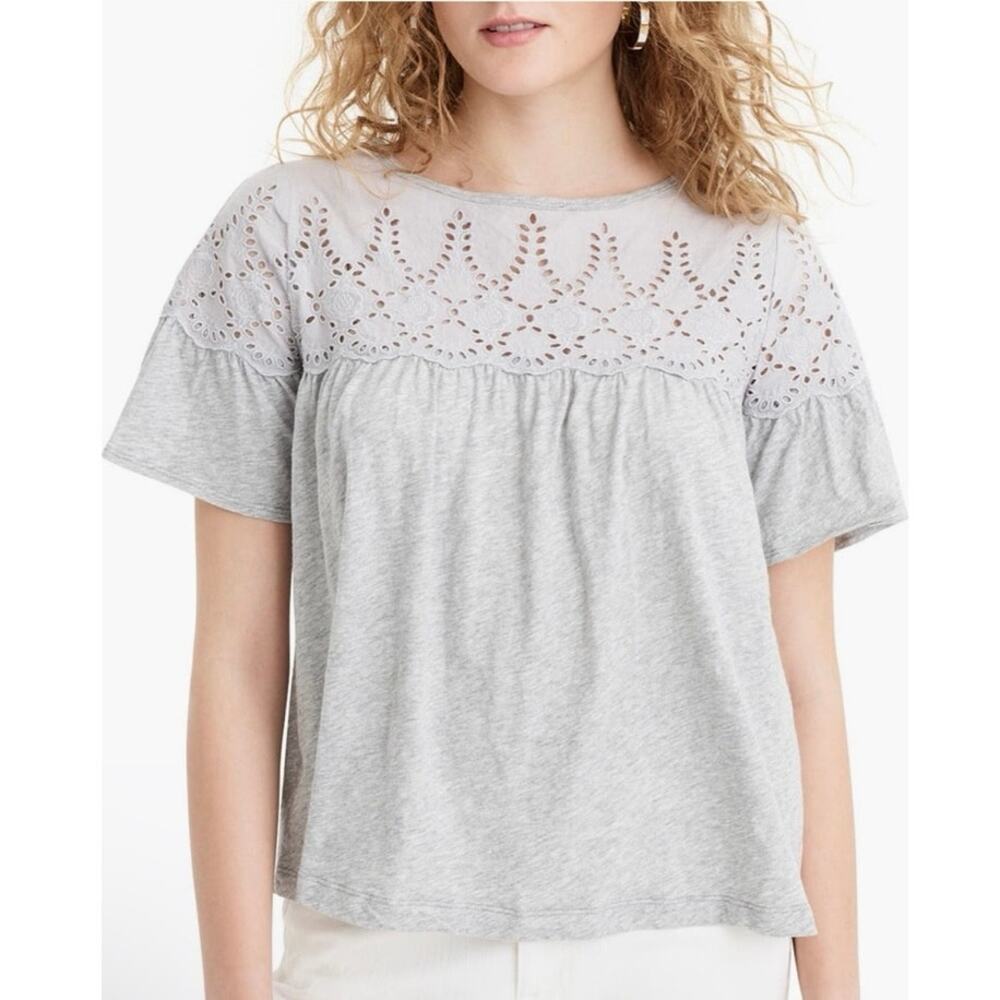 NWT J. Crew Eyelet Top in vintage 100% cotton relaxed T- shirt blouse size S